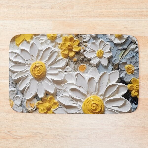 Item preview, Yellow and white flowers artistic texture impasto brush strokes abstract decorative painting01 designed and sold by UnaWu533.