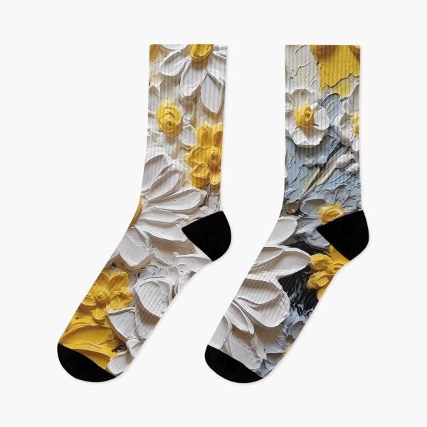Item preview, Yellow and white flowers artistic texture impasto brush strokes abstract decorative painting01 designed and sold by UnaWu533.