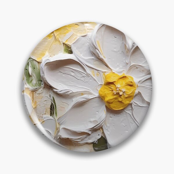 Item preview, Yellow and white flowers artistic texture impasto brush strokes abstract decorative painting02 designed and sold by UnaWu533.