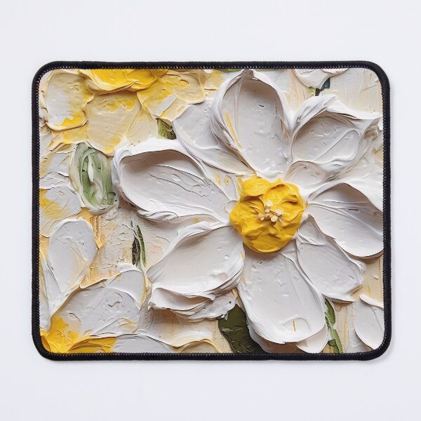 Item preview, Yellow and white flowers artistic texture impasto brush strokes abstract decorative painting02 designed and sold by UnaWu533.