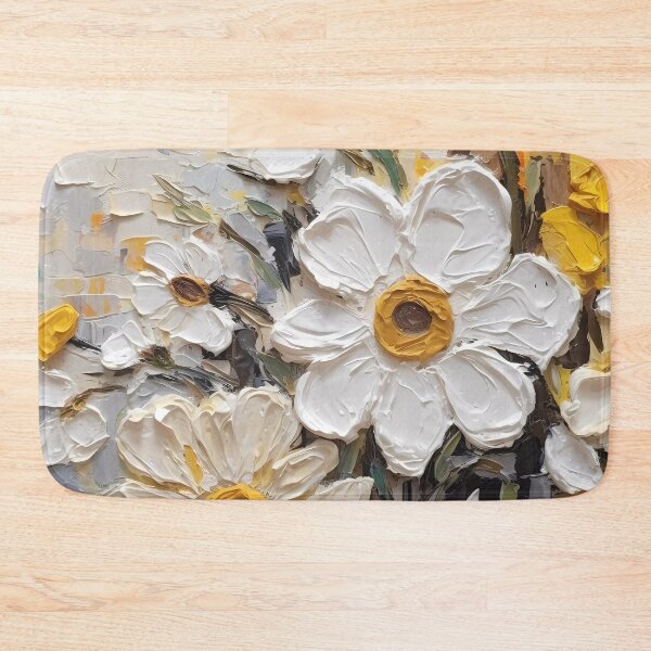 Item preview, Yellow and white flowers artistic texture impasto brush strokes abstract decorative painting03 designed and sold by UnaWu533.