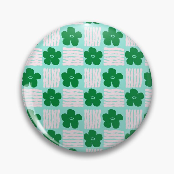 Item preview, Green on Aqua Floral Geometric Blockprint  designed and sold by springstdesign.