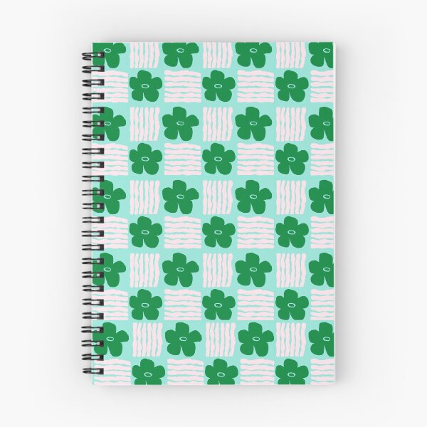 Item preview, Green on Aqua Floral Geometric Blockprint  designed and sold by springstdesign.