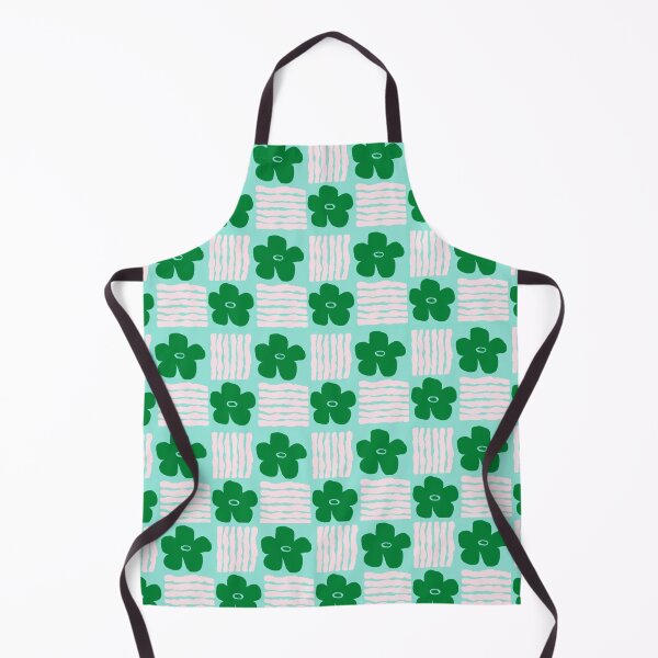 Item preview, Green on Aqua Floral Geometric Blockprint designed and sold by springstdesign.