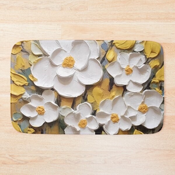 Item preview, Yellow and white flowers artistic texture impasto brush strokes abstract decorative painting06 designed and sold by UnaWu533.