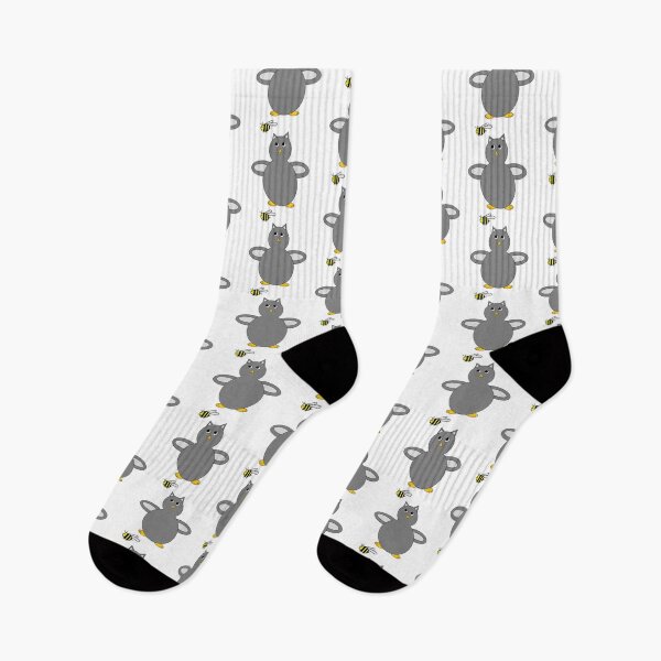 Item preview, Cute gray owl & yellow flying honey bee bumblebee designed and sold by Axofy.