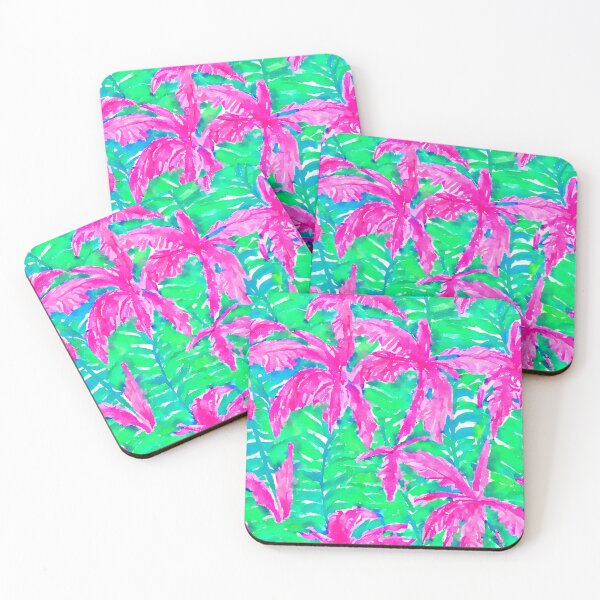 Item preview, Pink palms tropical forest watercolor seamless pattern designed and sold by SophieClimaArt.