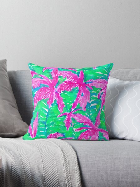 Item preview, Pink palms tropical forest watercolor seamless pattern designed and sold by SophieClimaArt.