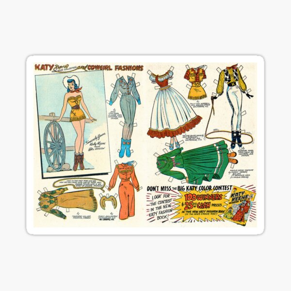 Item preview, Katy Pin Up and Cowgirl Fashions (1955) - Vintage Paper Doll designed and sold by SALON DES ARTS.