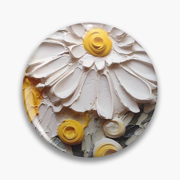Item preview, Yellow and white flowers artistic texture impasto brush strokes abstract decorative painting07 designed and sold by UnaWu533.