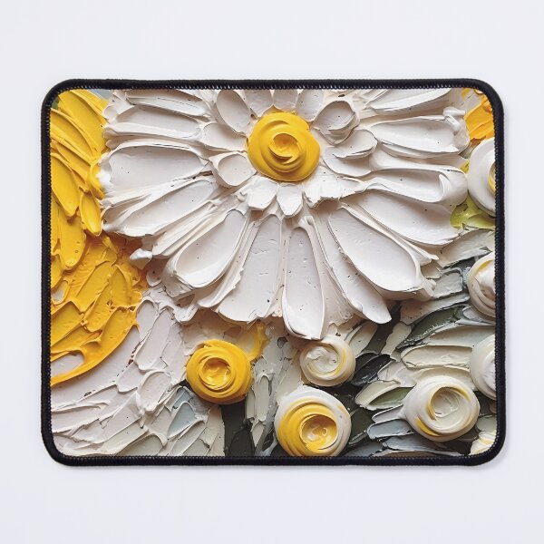 Item preview, Yellow and white flowers artistic texture impasto brush strokes abstract decorative painting07 designed and sold by UnaWu533.