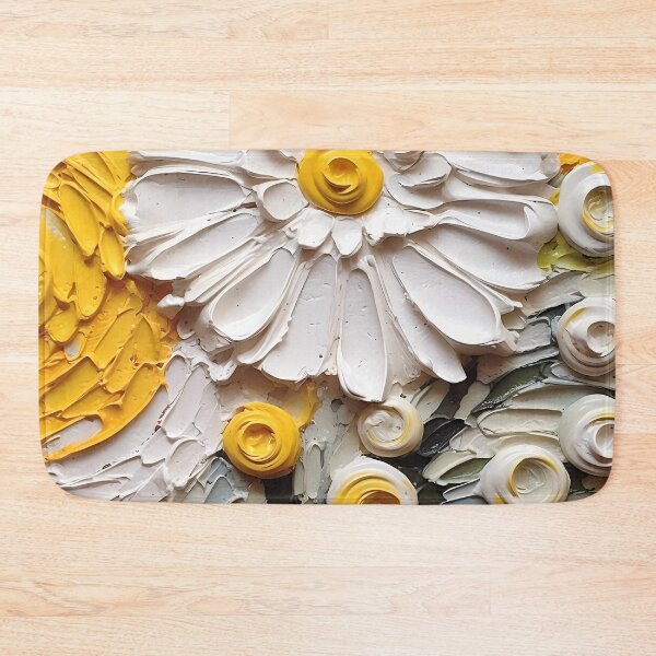 Item preview, Yellow and white flowers artistic texture impasto brush strokes abstract decorative painting07 designed and sold by UnaWu533.