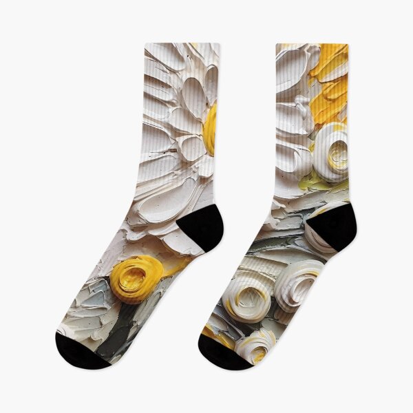 Item preview, Yellow and white flowers artistic texture impasto brush strokes abstract decorative painting07 designed and sold by UnaWu533.