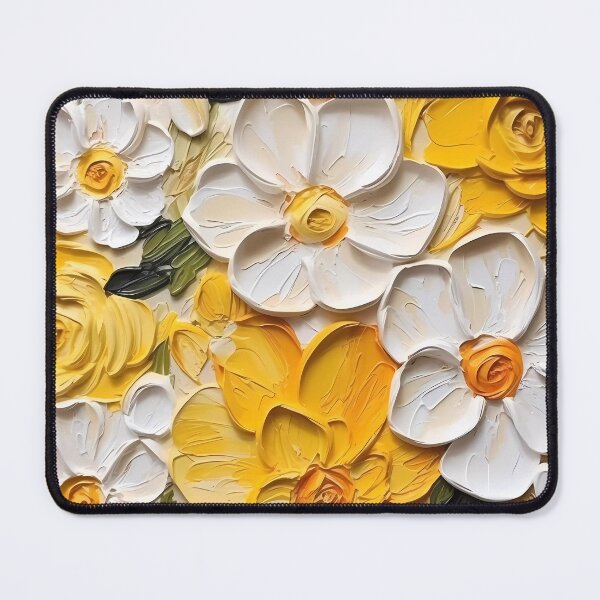 Item preview, Yellow and white flowers artistic texture impasto brush strokes abstract decorative painting08 designed and sold by UnaWu533.