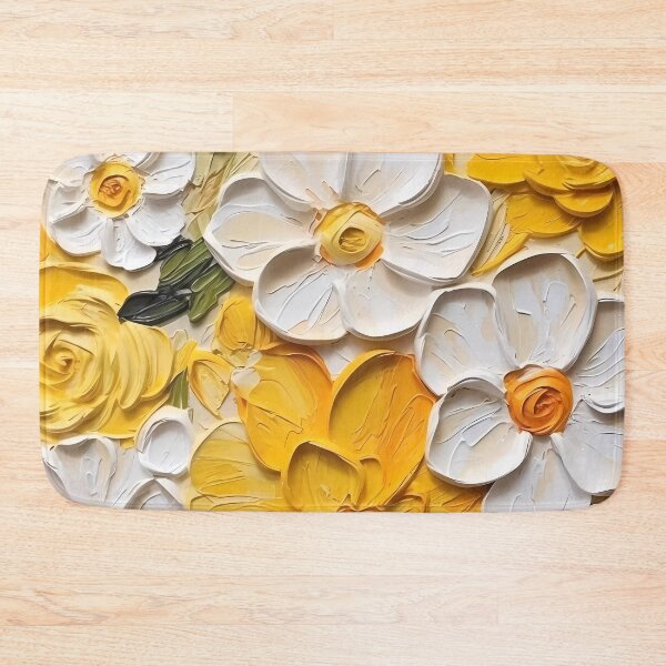 Item preview, Yellow and white flowers artistic texture impasto brush strokes abstract decorative painting08 designed and sold by UnaWu533.