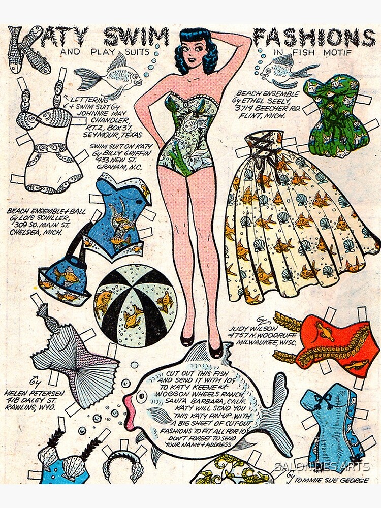 Katy Snow Fashions (1955) - Vintage Paper Doll Poster for Sale by SALON  DES ARTS