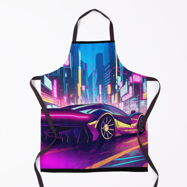 Item preview, Futuristic Neon Cityscape with Sleek Retro Supercar designed and sold by SweetWhiskers.