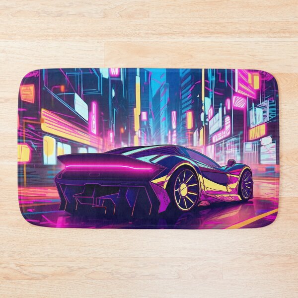 Item preview, Futuristic Neon Cityscape with Sleek Retro Supercar designed and sold by SweetWhiskers.