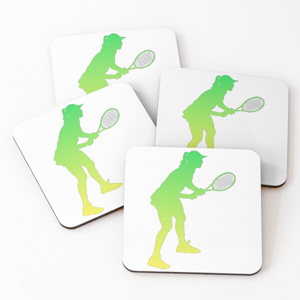 Artikelvorschau, Tennismädchen in Bereitschaftsposition | Grün und Gelb entworfen und verkauft von BigCityTennis.