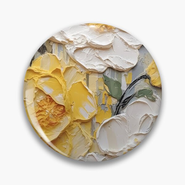 Item preview, Yellow and white flowers artistic texture impasto brush strokes abstract decorative painting10 designed and sold by UnaWu533.
