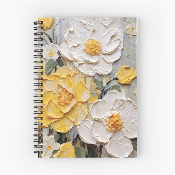 Item preview, Yellow and white flowers artistic texture impasto brush strokes abstract decorative painting10 designed and sold by UnaWu533.