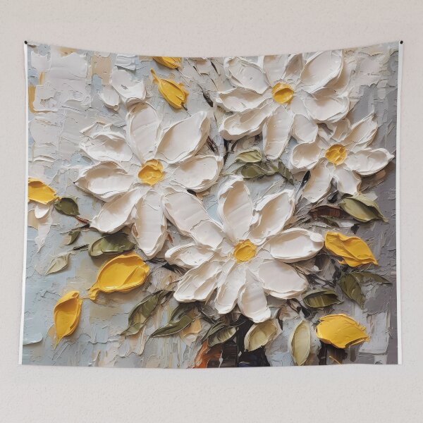 Item preview, Yellow and white flowers artistic texture impasto brush strokes abstract decorative painting11 designed and sold by UnaWu533.