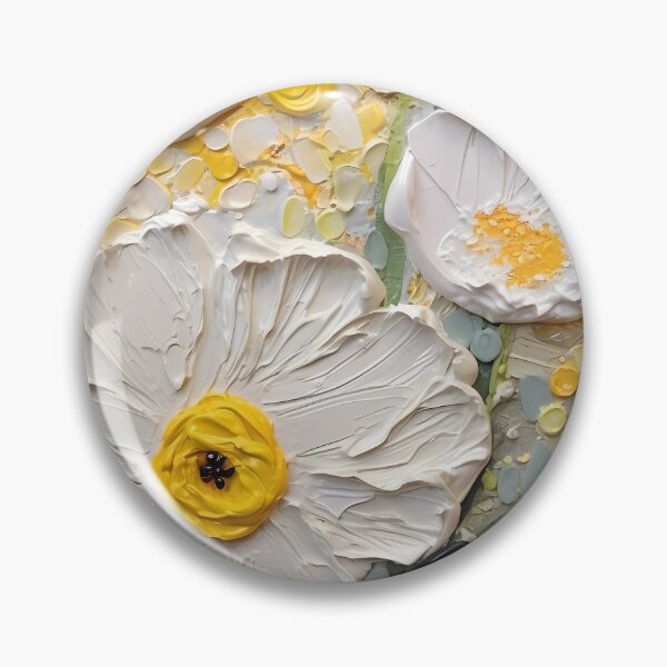Item preview, Yellow and white flowers artistic texture impasto brush strokes abstract decorative painting12 designed and sold by UnaWu533.