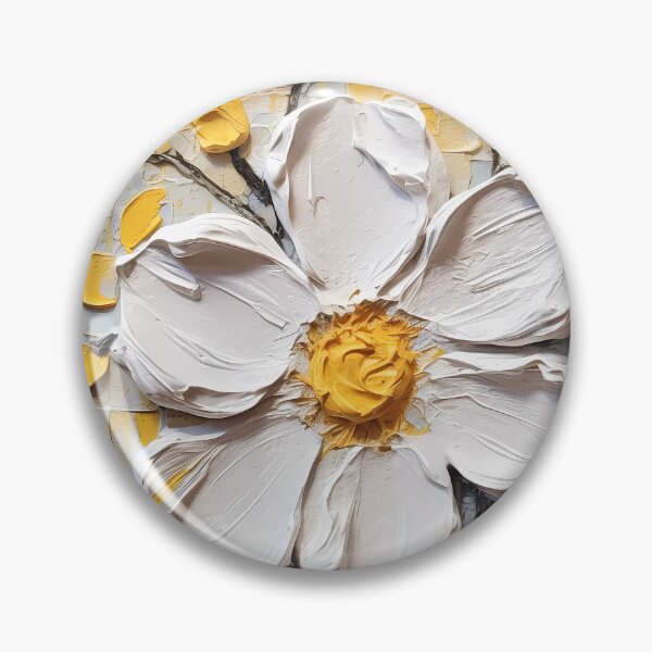 Item preview, Yellow and white flowers artistic texture impasto brush strokes abstract decorative painting14 designed and sold by UnaWu533.