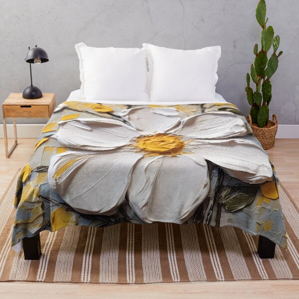 Item preview, Yellow and white flowers artistic texture impasto brush strokes abstract decorative painting14 designed and sold by UnaWu533.