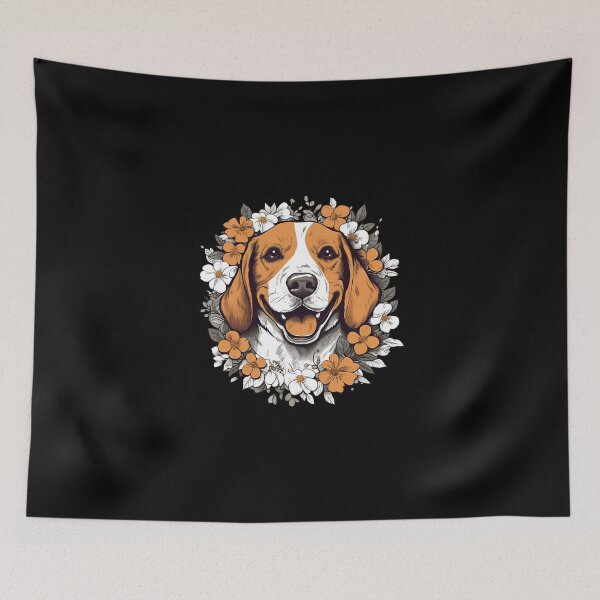 Item preview, Cute Beagle Surrounded with Blossom Flower Design Floral Art Pet Dog designed and sold by MysteriousJ.
