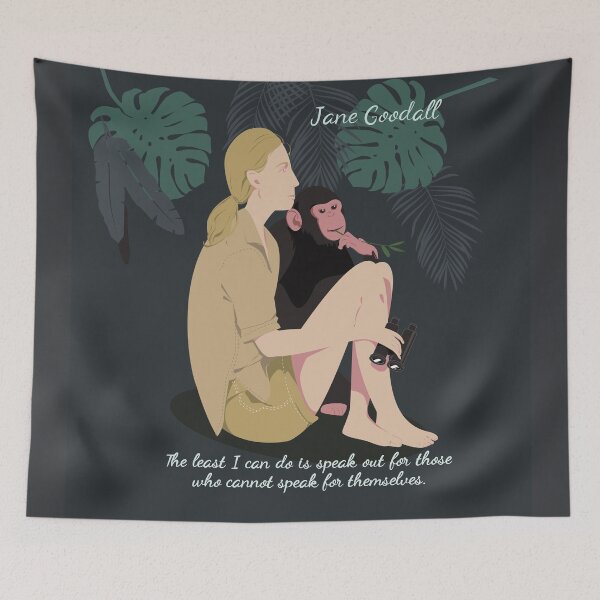 Item preview, Jane Goodall quote Jane Goodall Poster Art Chimpanzee Zoo keeper Female scientist science poster, classroom decor, feminist art print, Steminist designed and sold by GalleryArtField.