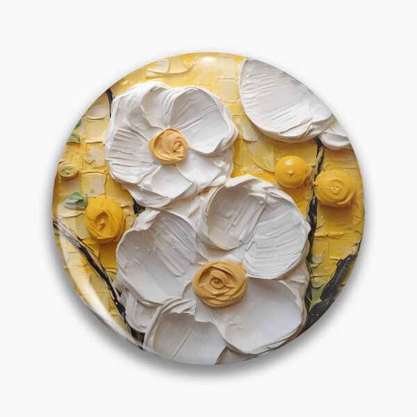 Item preview, Yellow and white flowers artistic texture impasto brush strokes abstract decorative painting16 designed and sold by UnaWu533.