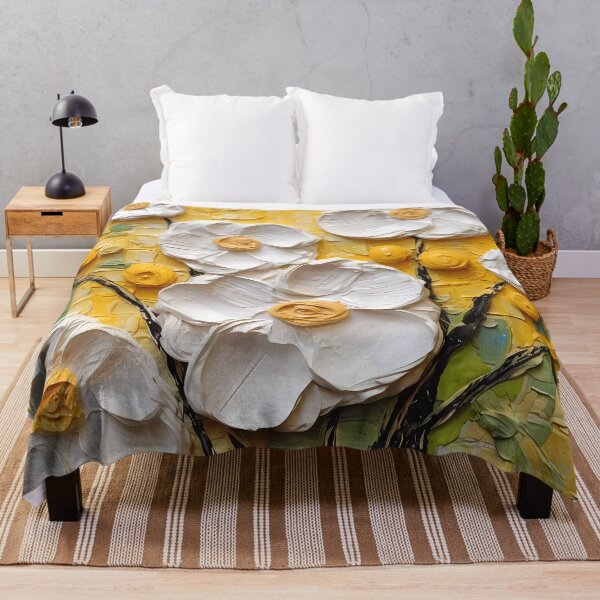 Item preview, Yellow and white flowers artistic texture impasto brush strokes abstract decorative painting16 designed and sold by UnaWu533.