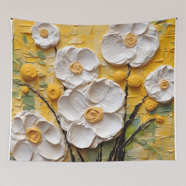 Item preview, Yellow and white flowers artistic texture impasto brush strokes abstract decorative painting16 designed and sold by UnaWu533.