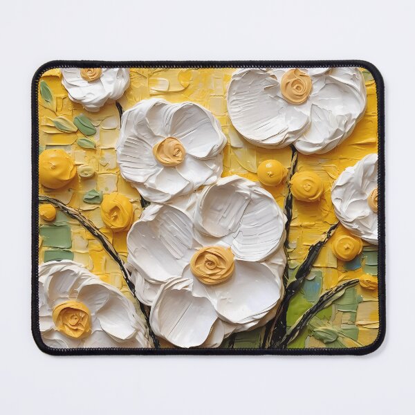 Item preview, Yellow and white flowers artistic texture impasto brush strokes abstract decorative painting16 designed and sold by UnaWu533.