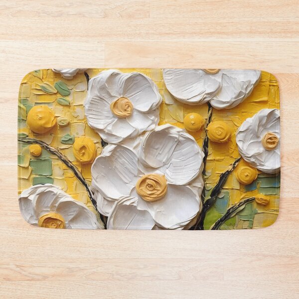 Item preview, Yellow and white flowers artistic texture impasto brush strokes abstract decorative painting16 designed and sold by UnaWu533.