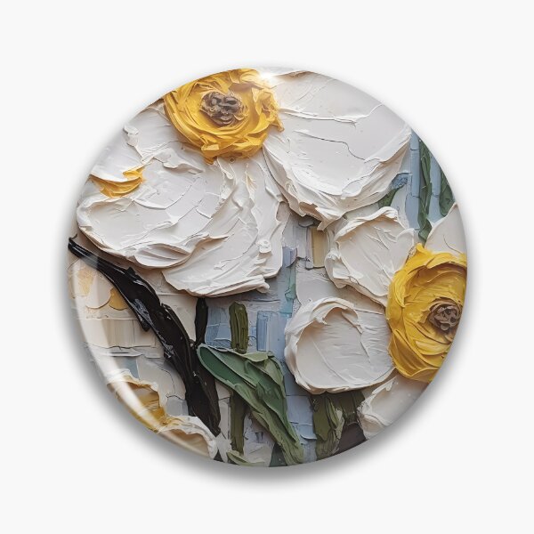 Item preview, Yellow and white flowers artistic texture impasto brush strokes abstract decorative painting17 designed and sold by UnaWu533.