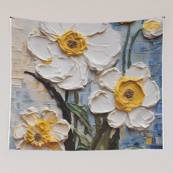 Item preview, Yellow and white flowers artistic texture impasto brush strokes abstract decorative painting17 designed and sold by UnaWu533.