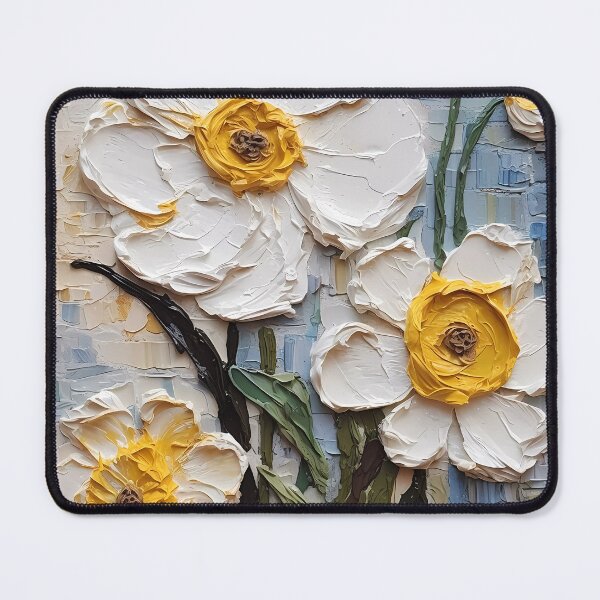 Item preview, Yellow and white flowers artistic texture impasto brush strokes abstract decorative painting17 designed and sold by UnaWu533.