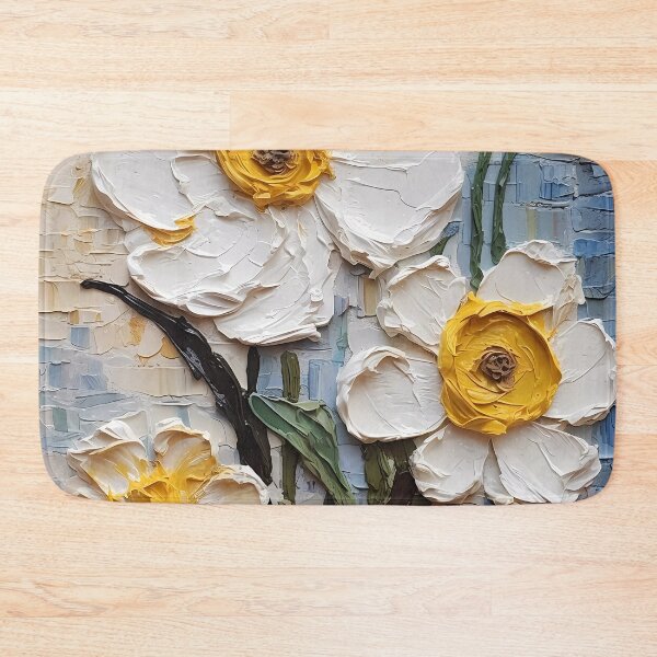 Item preview, Yellow and white flowers artistic texture impasto brush strokes abstract decorative painting17 designed and sold by UnaWu533.