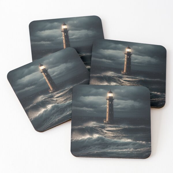 Item preview, UHD Photo-Realistic Lighthouse Amidst a Stormy Sea - Inspired by Bastien Lecouffe-Deharme and Thomas Wrede Art Styles designed and sold by stateofhuman.