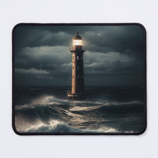Item preview, UHD Photo-Realistic Lighthouse Amidst a Stormy Sea - Inspired by Bastien Lecouffe-Deharme and Thomas Wrede Art Styles designed and sold by stateofhuman.