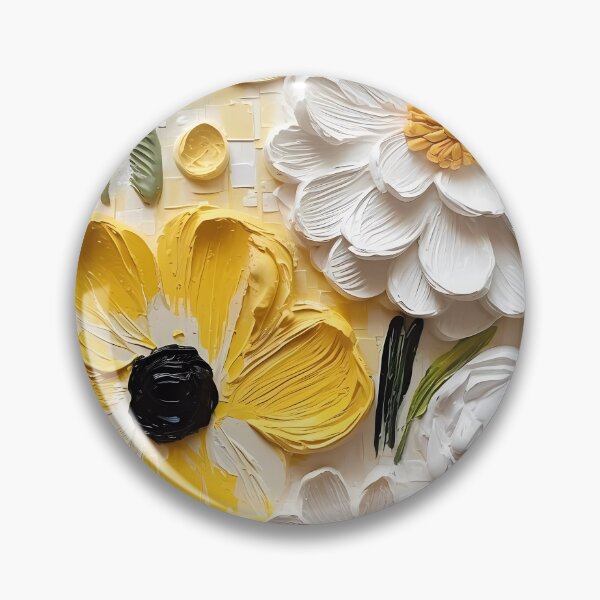 Item preview, Yellow and white flowers artistic texture impasto brush strokes abstract decorative painting18 designed and sold by UnaWu533.