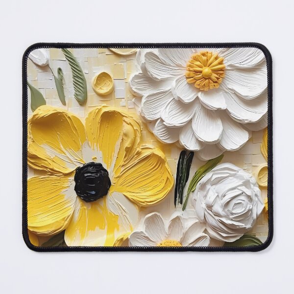 Item preview, Yellow and white flowers artistic texture impasto brush strokes abstract decorative painting18 designed and sold by UnaWu533.