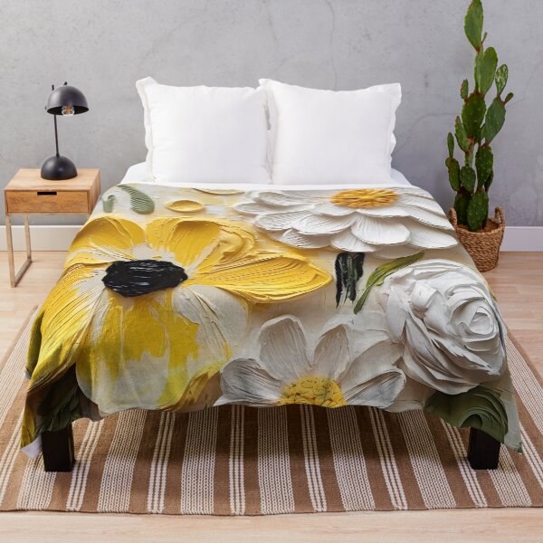 Item preview, Yellow and white flowers artistic texture impasto brush strokes abstract decorative painting18 designed and sold by UnaWu533.