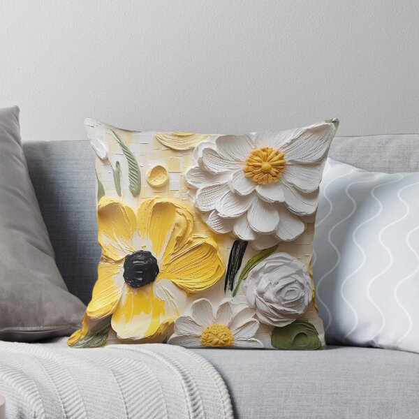 Item preview, Yellow and white flowers artistic texture impasto brush strokes abstract decorative painting18 designed and sold by UnaWu533.