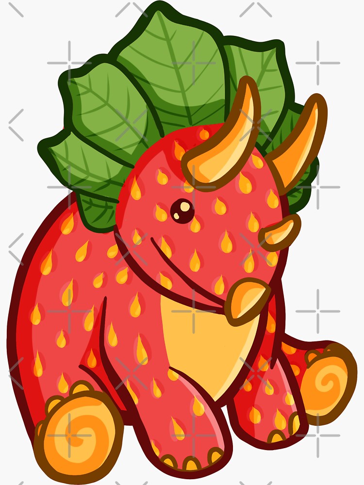 "Strawberry Triceratops, Dino, Dinosaur" Sticker for Sale by hugadino Redbubble