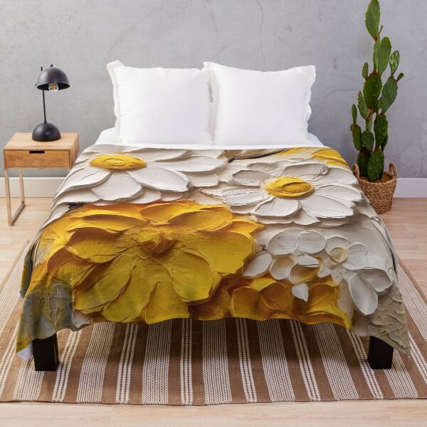 Item preview, Yellow and white flowers artistic texture impasto brush strokes abstract decorative painting19 designed and sold by UnaWu533.