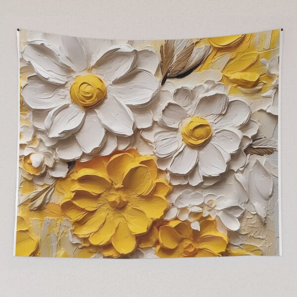 Item preview, Yellow and white flowers artistic texture impasto brush strokes abstract decorative painting19 designed and sold by UnaWu533.