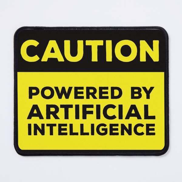 Item preview, Yellow Road Sign - Caution Powered by Artificial Intelligence designed and sold by Rhu Creations.